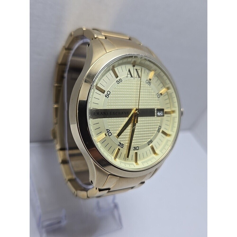 Mens Armani Exchange Hampton AX2132 Date Champagne Gold Plated Watch New Battery - Picture 3 of 11